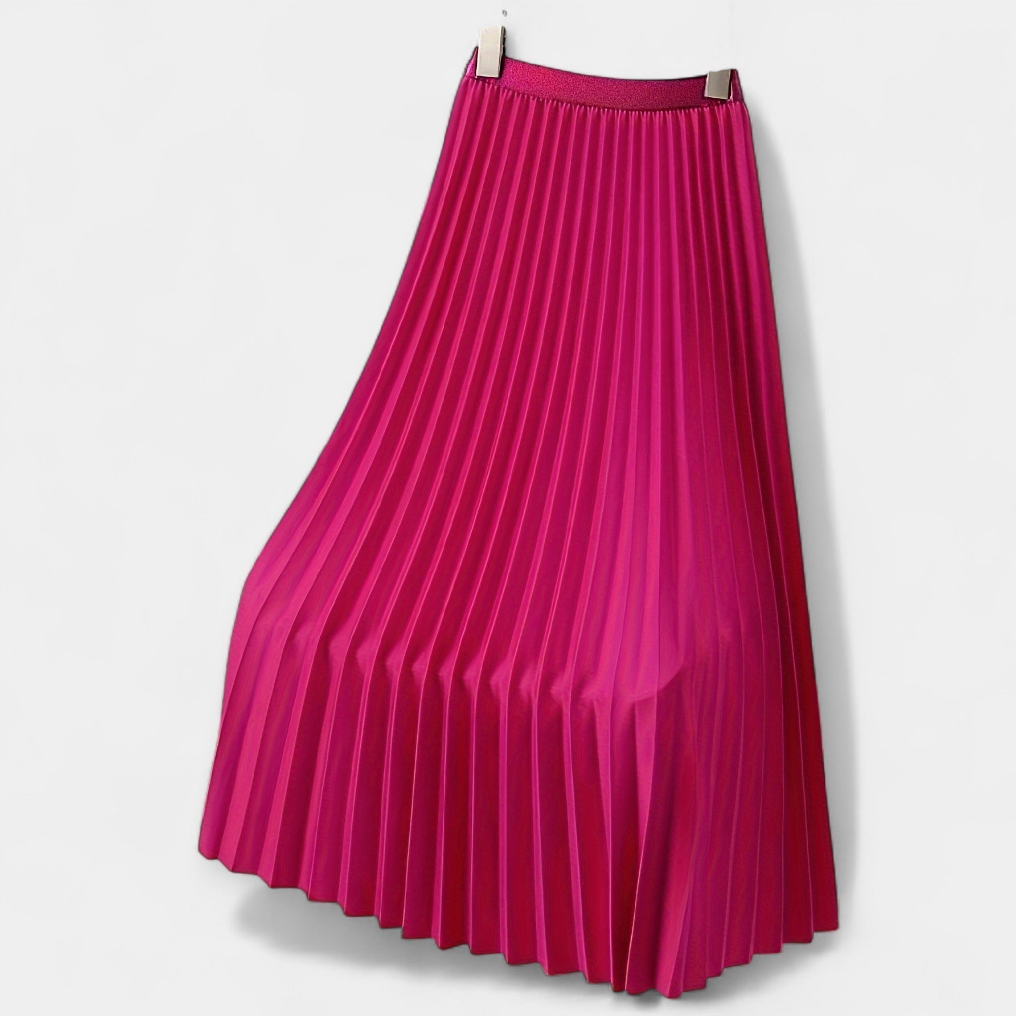 Georgia — Pleated Long Satin Skirt