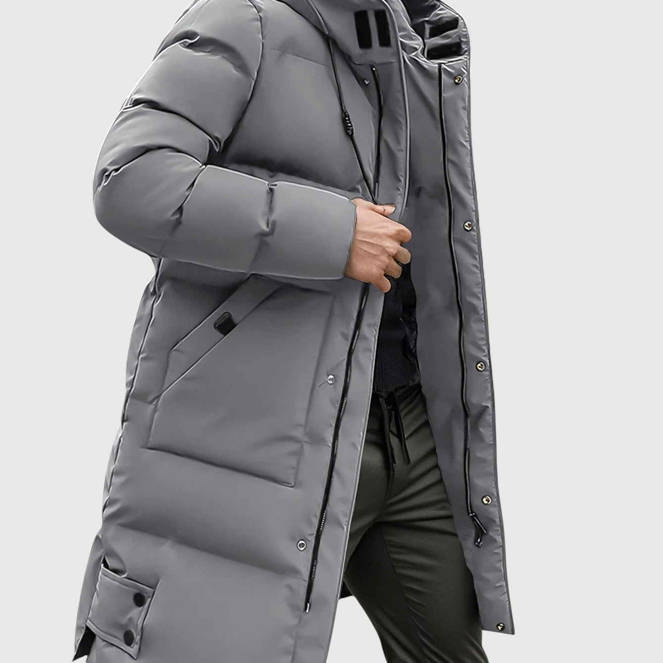 Noah — Men's Quilted Hooded Long Coat