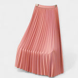 Georgia — Pleated Long Satin Skirt