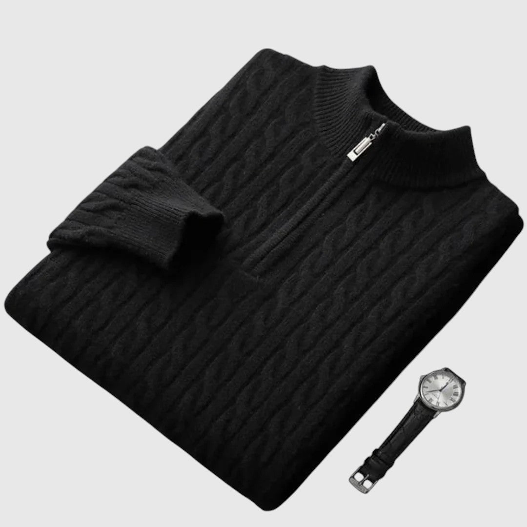 Rowan — Men's Woven Cashmere Collared Jumper