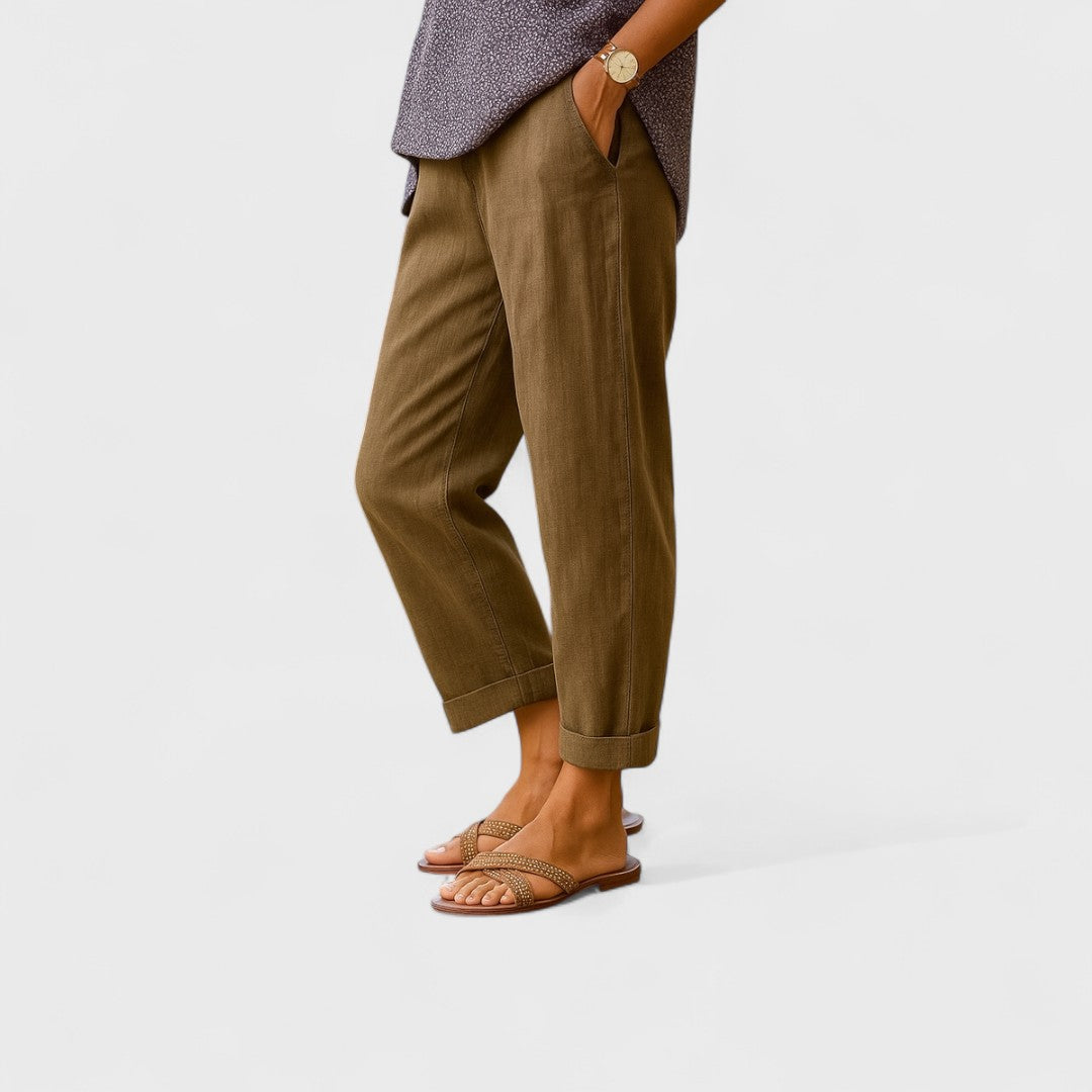 Nina — Linen Wool Cotton Trousers