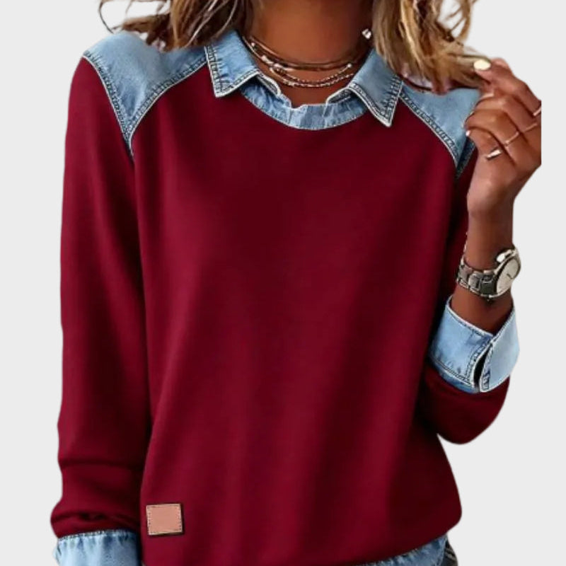 Constance — Woven Long Denim Blouse