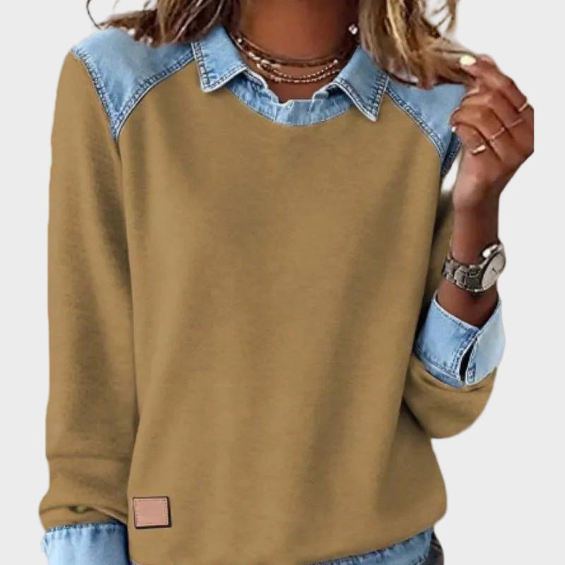 Constance — Woven Long Denim Blouse