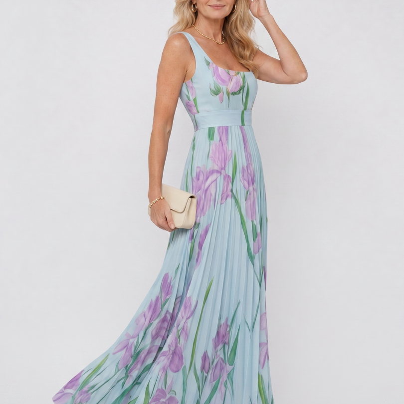 Lottie — Pleated Floral Long Dress