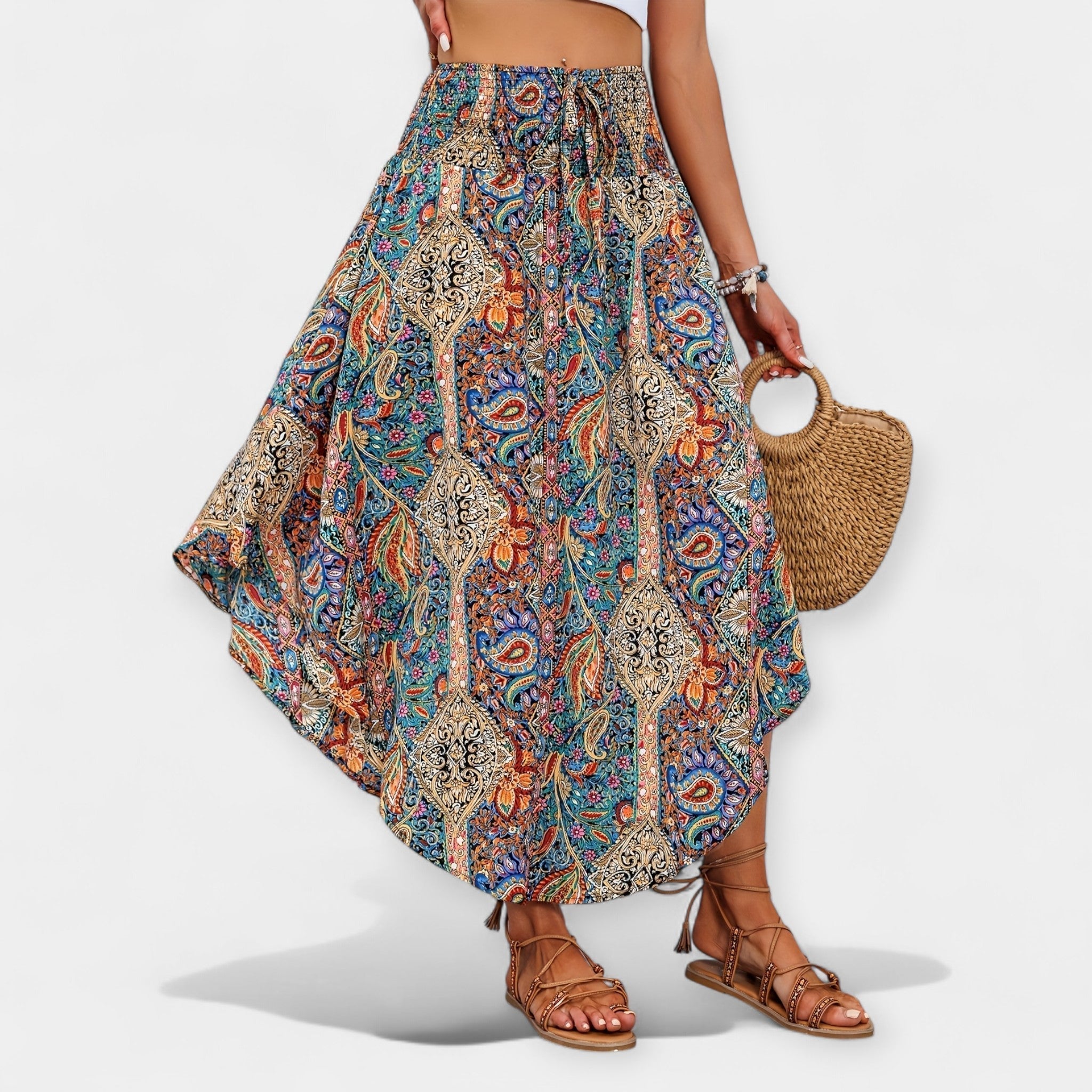 Imogen — Floral High-Waisted Midi Skirt