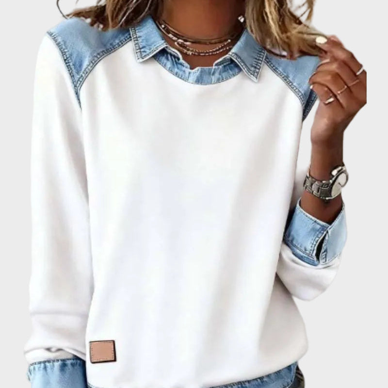 Constance — Woven Long Denim Blouse