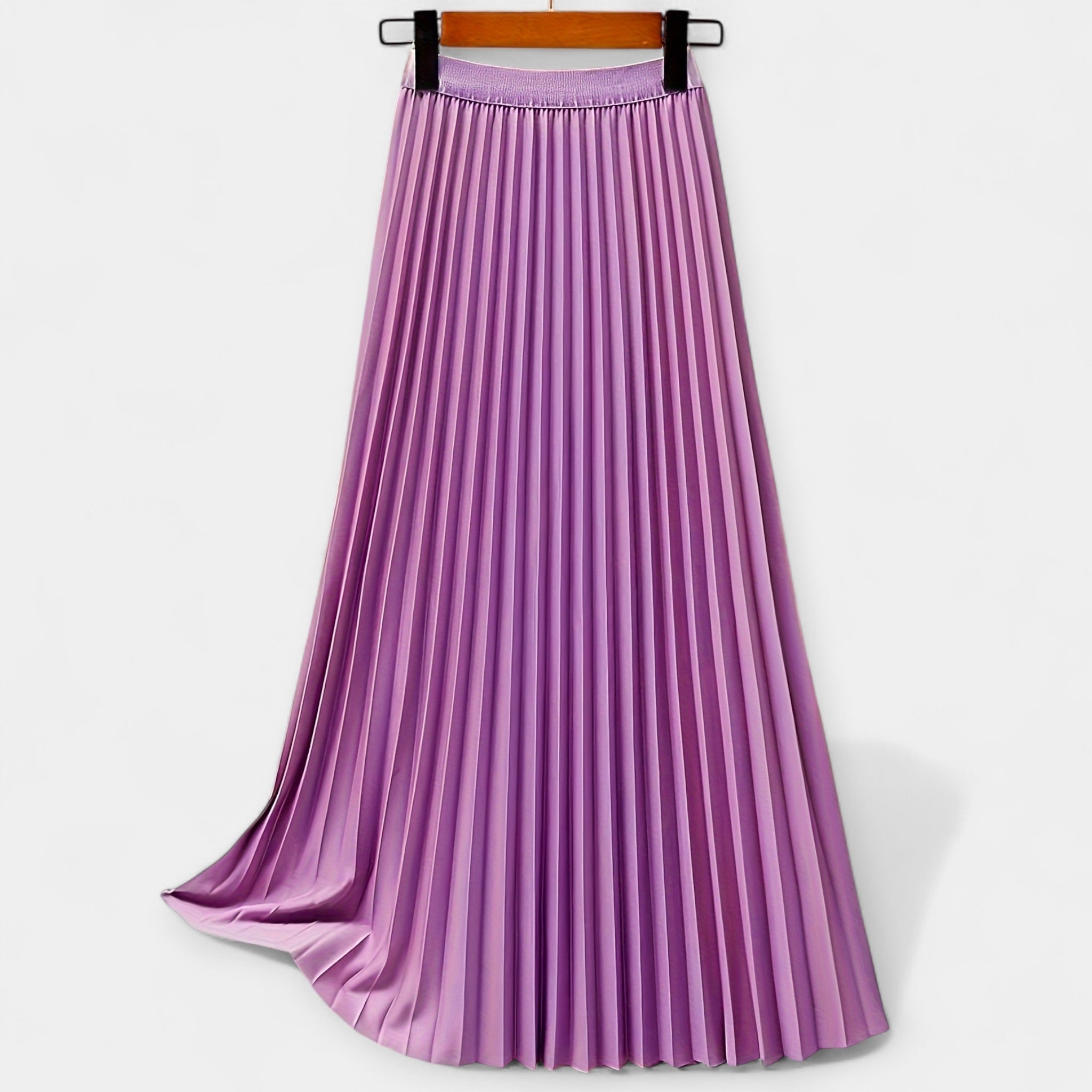 Georgia — Pleated Long Satin Skirt