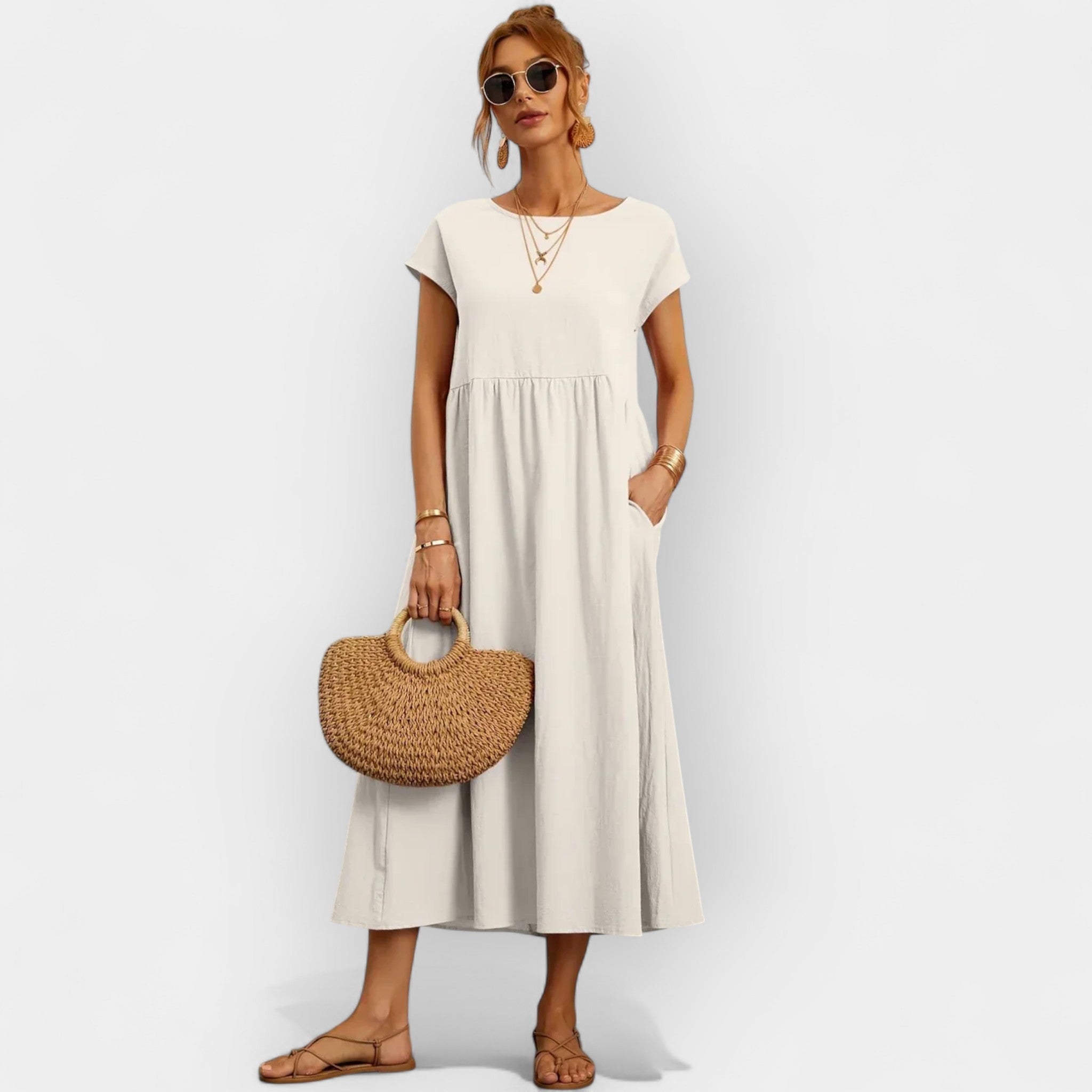 Vera — Flowing Wool Cotton Dress