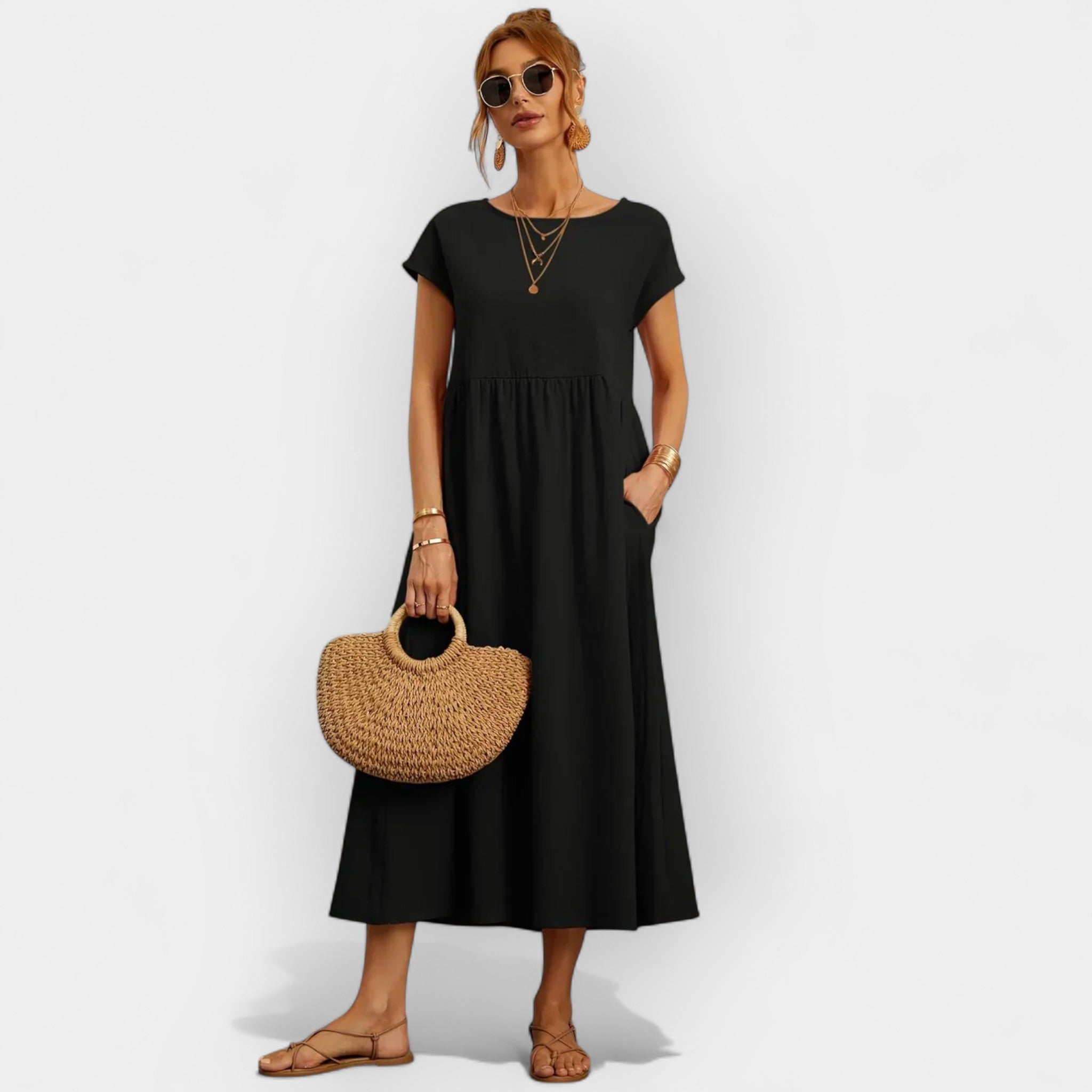 Vera — Flowing Wool Cotton Dress