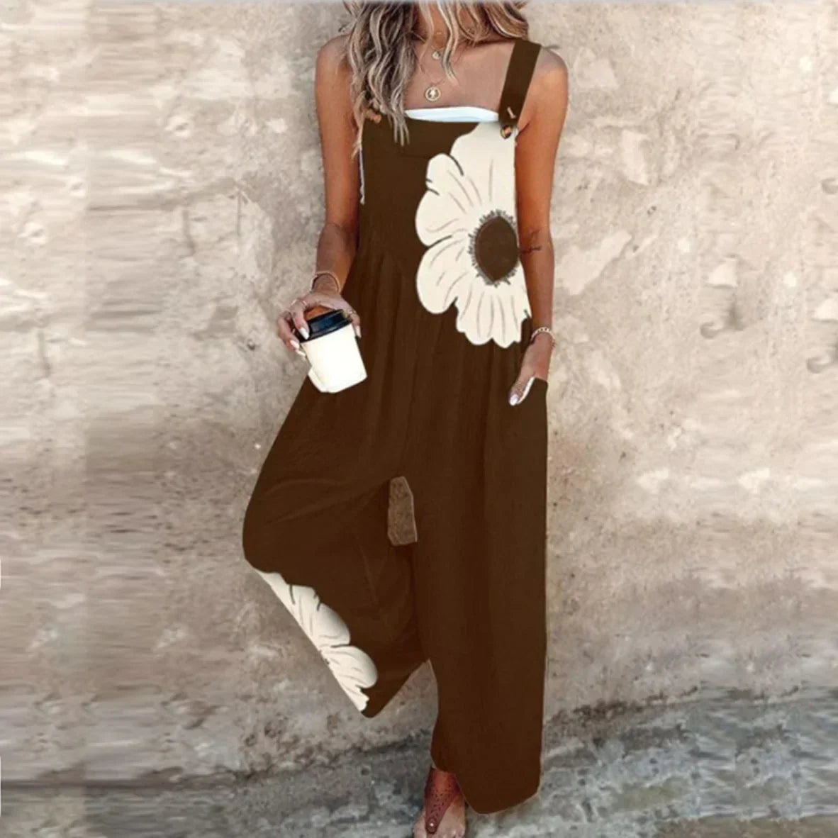 Margot — Printed Wide-Leg Short Jumpsuit