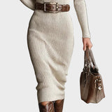 Esme — Belted Knit Midi Dress