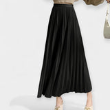 Georgia — Pleated Long Satin Skirt