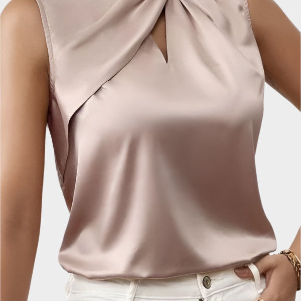 Phoebe — Elegant Sleeveless Satin Blouse